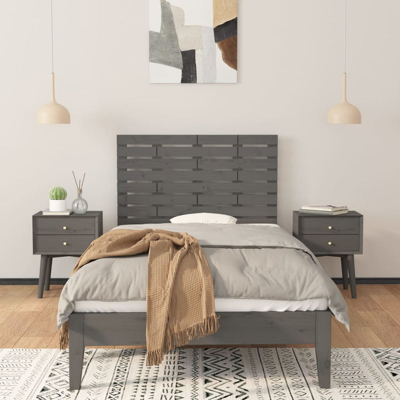 vidaXL szürke tömör fenyőfa fali fejtámla 96 x 3 x 63 cm