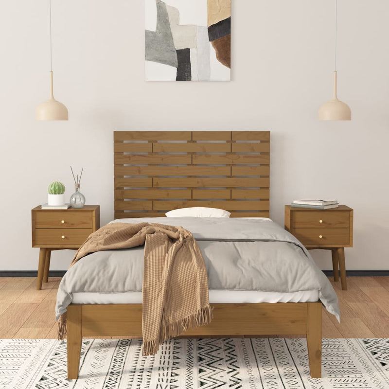 vidaXL mézbarna tömör fenyőfa fali fejtámla 96 x 3 x 63 cm