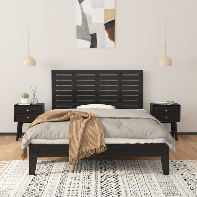 vidaXL fekete tömör fenyőfa fali fejtámla 126 x 3 x 63 cm