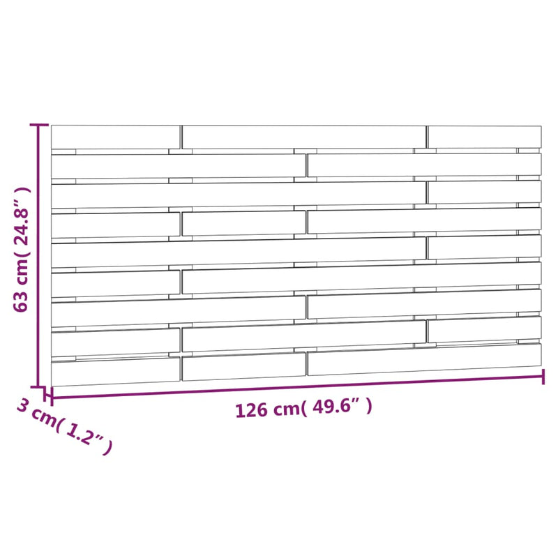 vidaXL fekete tömör fenyőfa fali fejtámla 126 x 3 x 63 cm