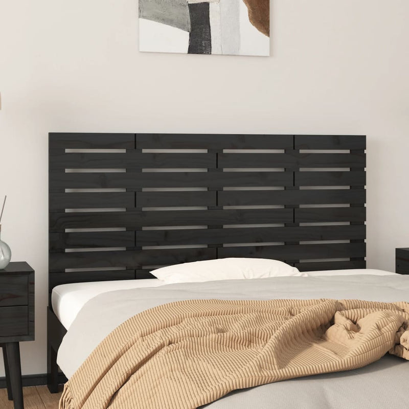 vidaXL fekete tömör fenyőfa fali fejtámla 126 x 3 x 63 cm