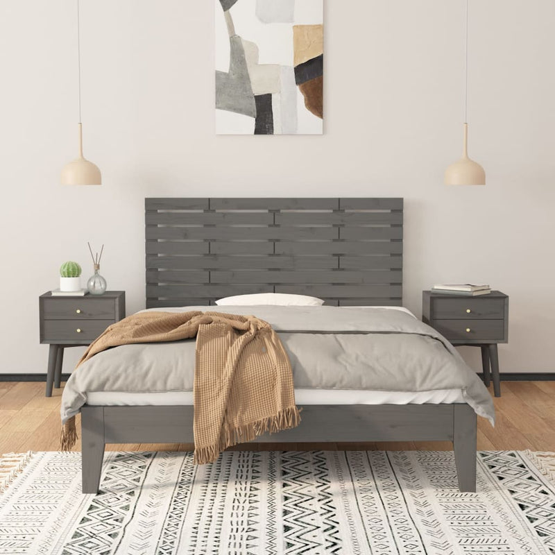vidaXL szürke tömör fenyőfa fali fejtámla 146 x 3 x 63 cm
