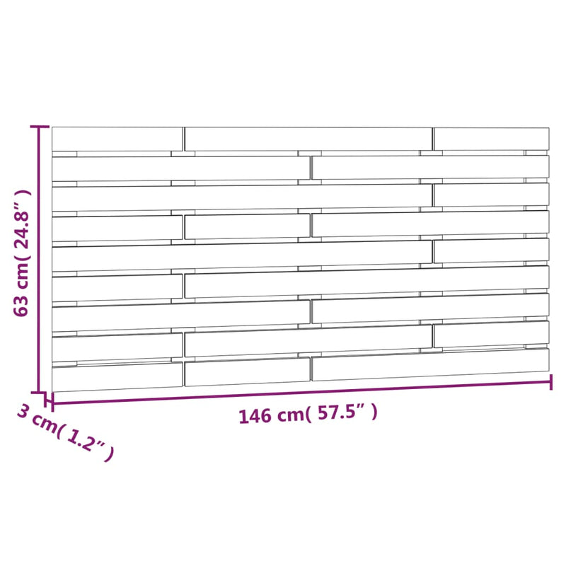 vidaXL mézbarna tömör fenyőfa fali fejtámla 146 x 3 x 63 cm