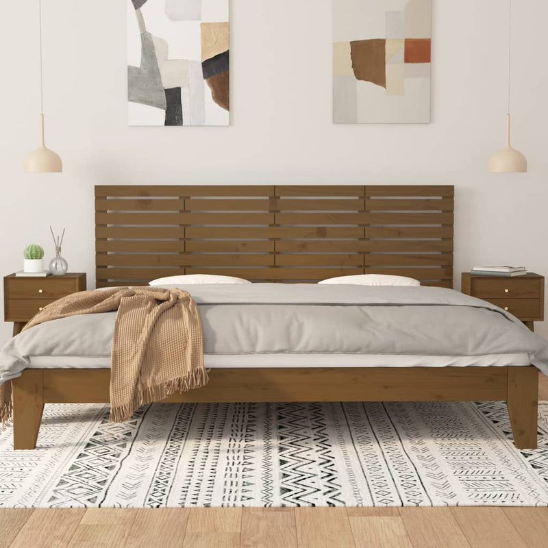 vidaXL mézbarna tömör fenyőfa fali fejtámla 166x3x63 cm