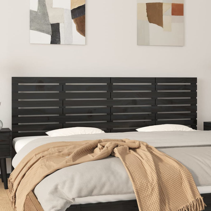 vidaXL fekete tömör fenyőfa fali fejtámla 166x3x63 cm