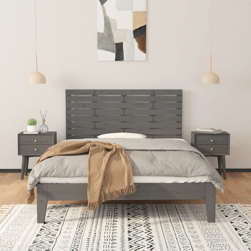 vidaXL szürke tömör fenyőfa fali fejtámla 141x3x63 cm