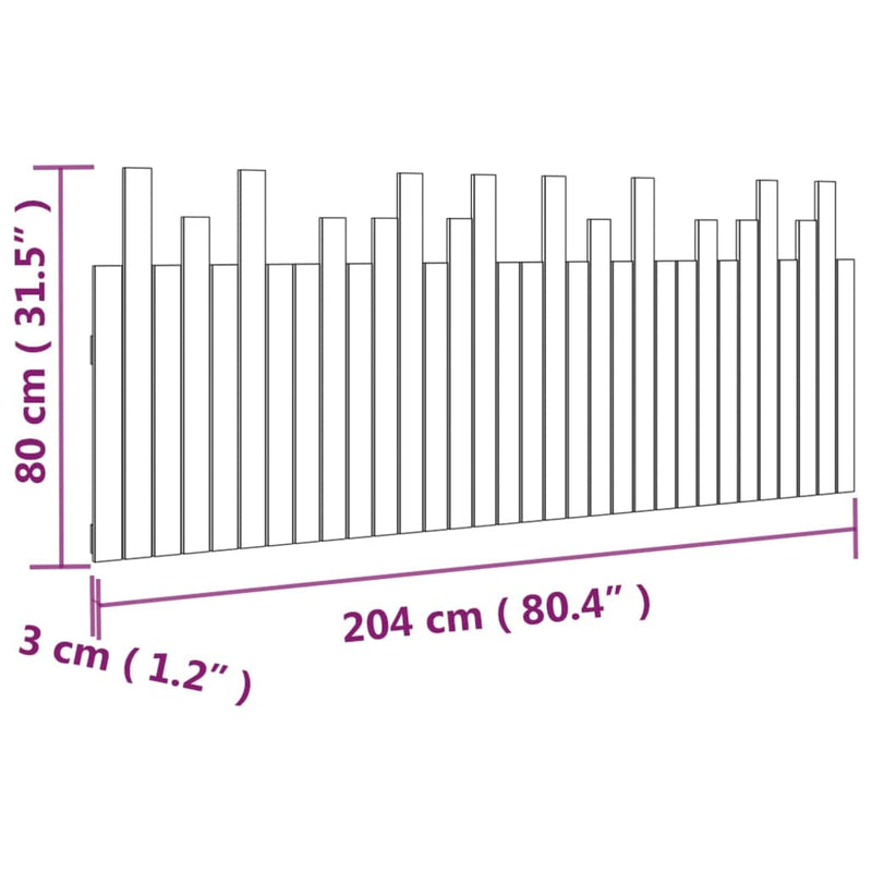 vidaXL mézbarna tömör fenyőfa fali fejtámla 204 x 3 x 80 cm