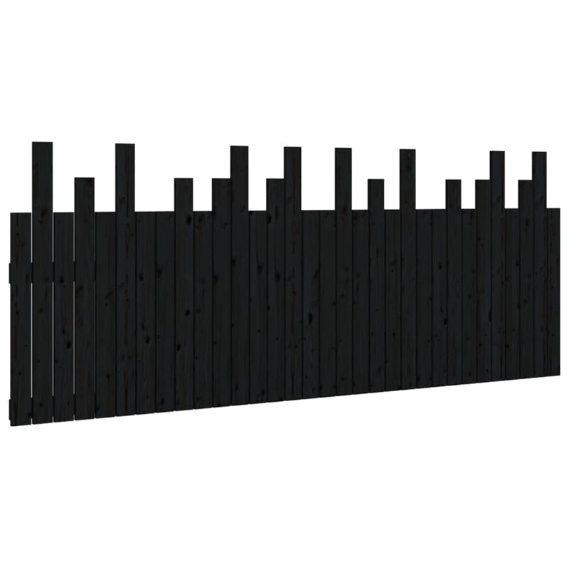 vidaXL fekete tömör fenyőfa fali fejtámla 204x3x80 cm