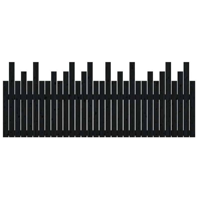 vidaXL fekete tömör fenyőfa fali fejtámla 204x3x80 cm