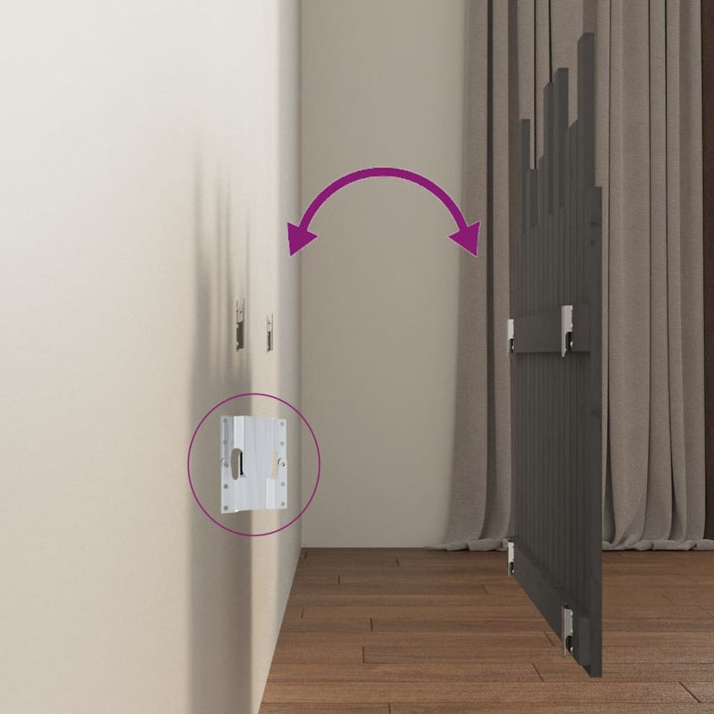 vidaXL szürke tömör fenyőfa fali fejtámla 95,5 x 3 x 80 cm