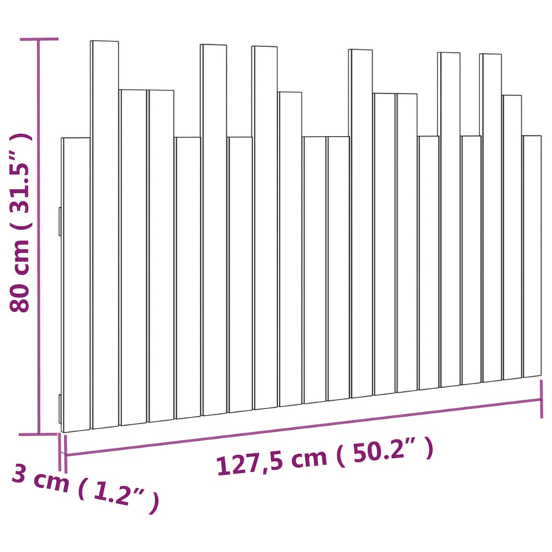 vidaXL szürke tömör fenyőfa fali fejtámla 127,5 x 3 x 80 cm