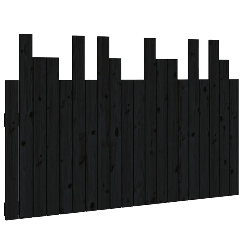 vidaXL fekete tömör fenyőfa fali fejtámla 127,5 x 3 x 80 cm