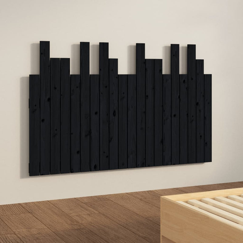 vidaXL fekete tömör fenyőfa fali fejtámla 127,5 x 3 x 80 cm
