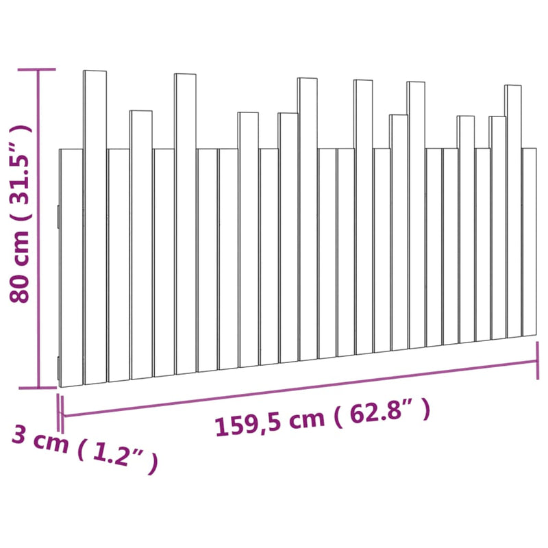 vidaXL mézbarna tömör fenyőfa fali fejtámla 159,5x3x80 cm