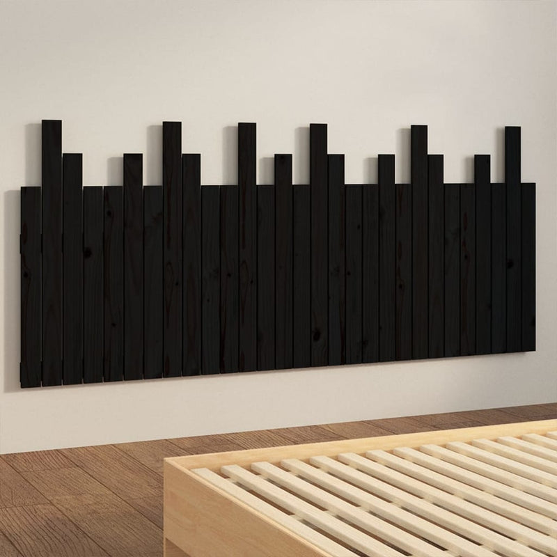vidaXL fekete tömör fenyőfa fali fejtámla 185x3x80 cm