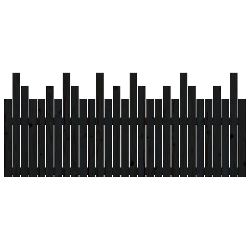 vidaXL fekete tömör fenyőfa fali fejtámla 185x3x80 cm