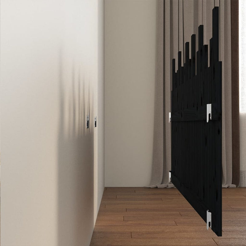 vidaXL fekete tömör fenyőfa fali fejtámla 185x3x80 cm