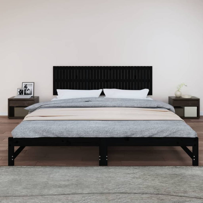 vidaXL fekete tömör fenyőfa fali fejtámla 204 x 3 x 60 cm