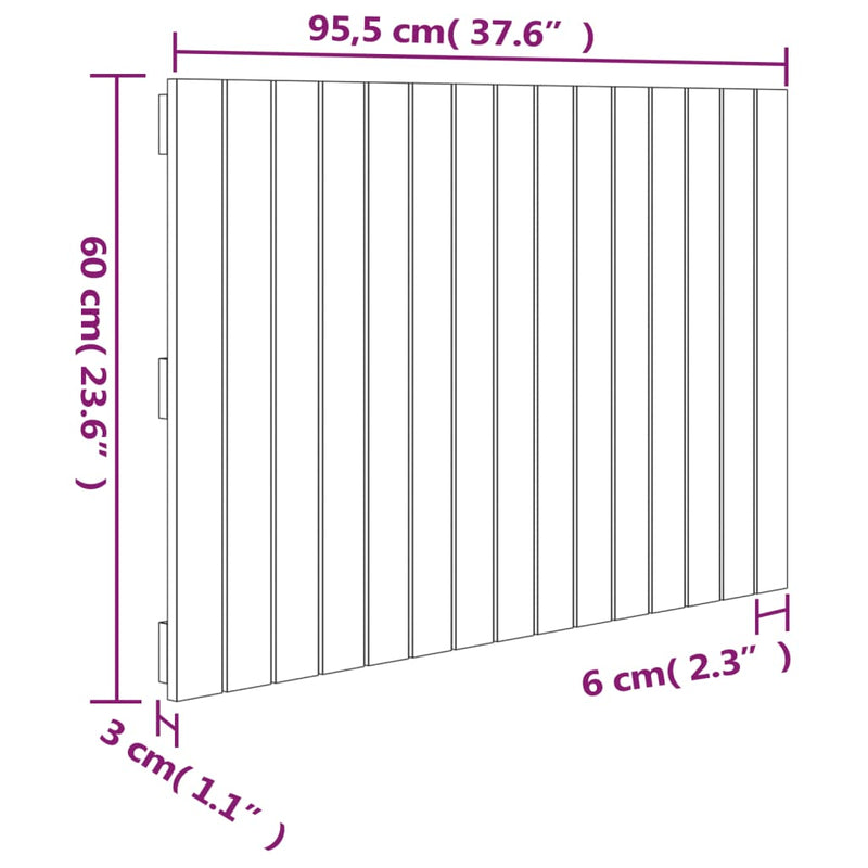 vidaXL mézbarna tömör fenyőfa fali fejtámla 95,5 x 3 x 60 cm