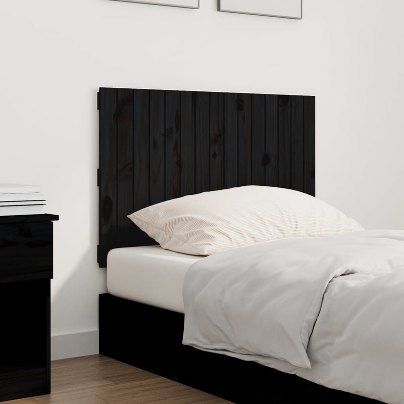 vidaXL fekete tömör fenyőfa fali fejtámla 95,5 x 3 x 60 cm