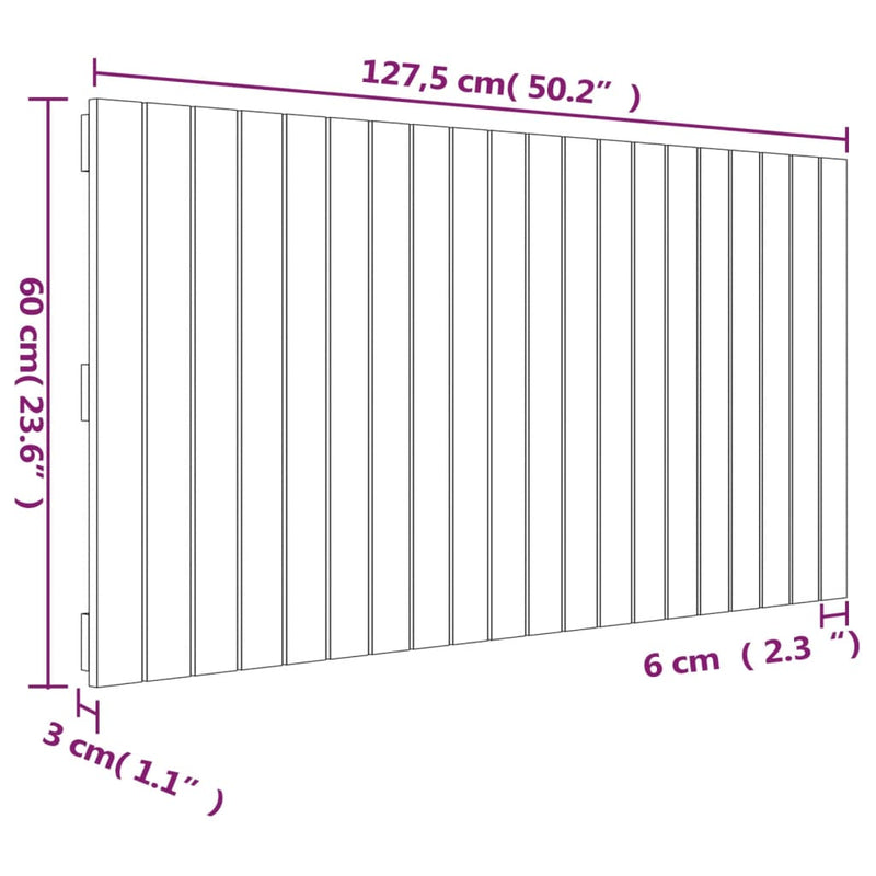 vidaXL tömör fenyőfa fali fejtámla 127,5 x 3 x 60 cm