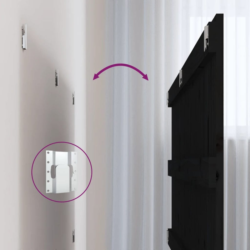 vidaXL fekete tömör fenyőfa fali fejtámla 127,5 x 3 x 60 cm