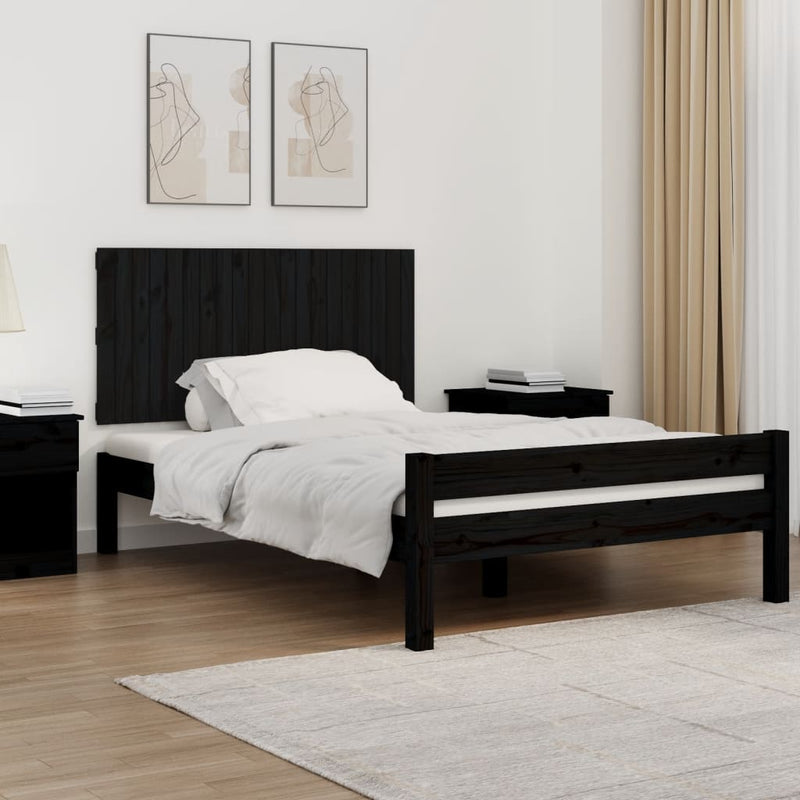 vidaXL fekete tömör fenyőfa fali fejtámla 127,5 x 3 x 60 cm