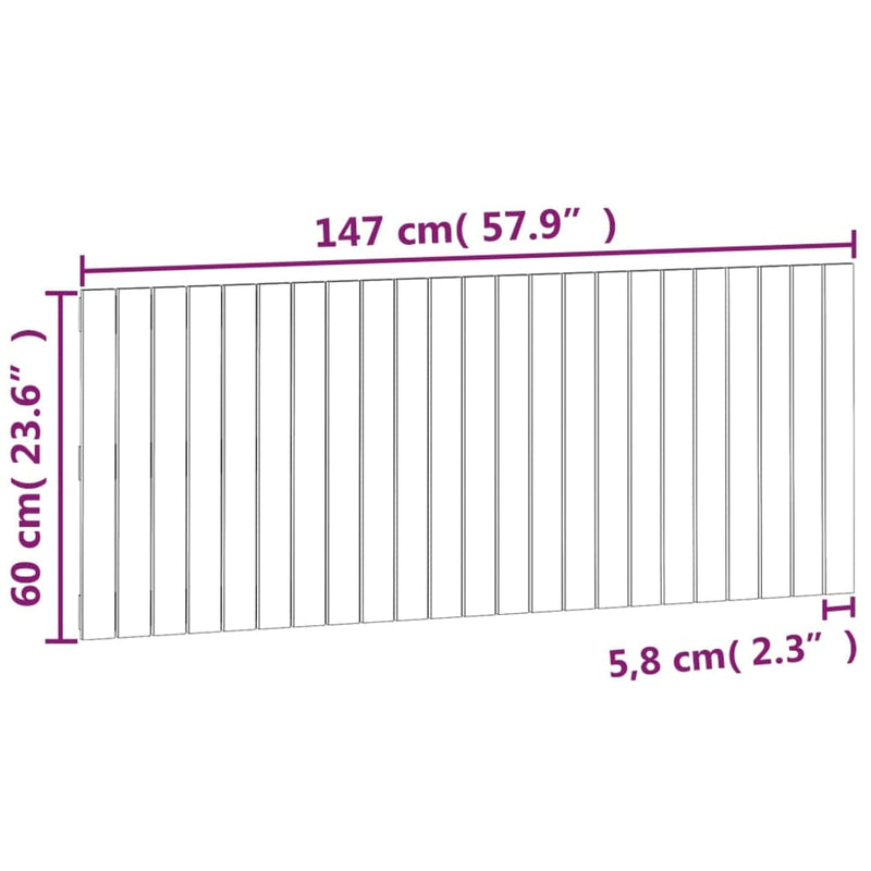 vidaXL fehér tömör fenyőfa fali fejtámla 147 x 3 x 60 cm