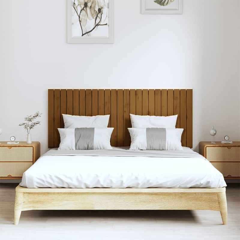 vidaXL mézbarna tömör fenyőfa fali fejtámla 147 x 3 x 60 cm