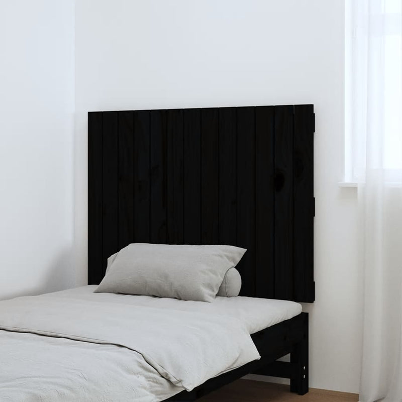 vidaXL fekete tömör fenyőfa fali fejtámla 82,5 x 3 x 60 cm