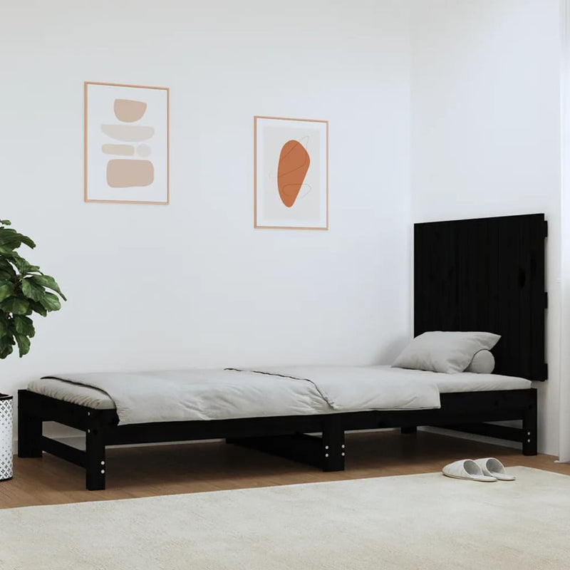 vidaXL fekete tömör fenyőfa fali fejtámla 82,5 x 3 x 60 cm