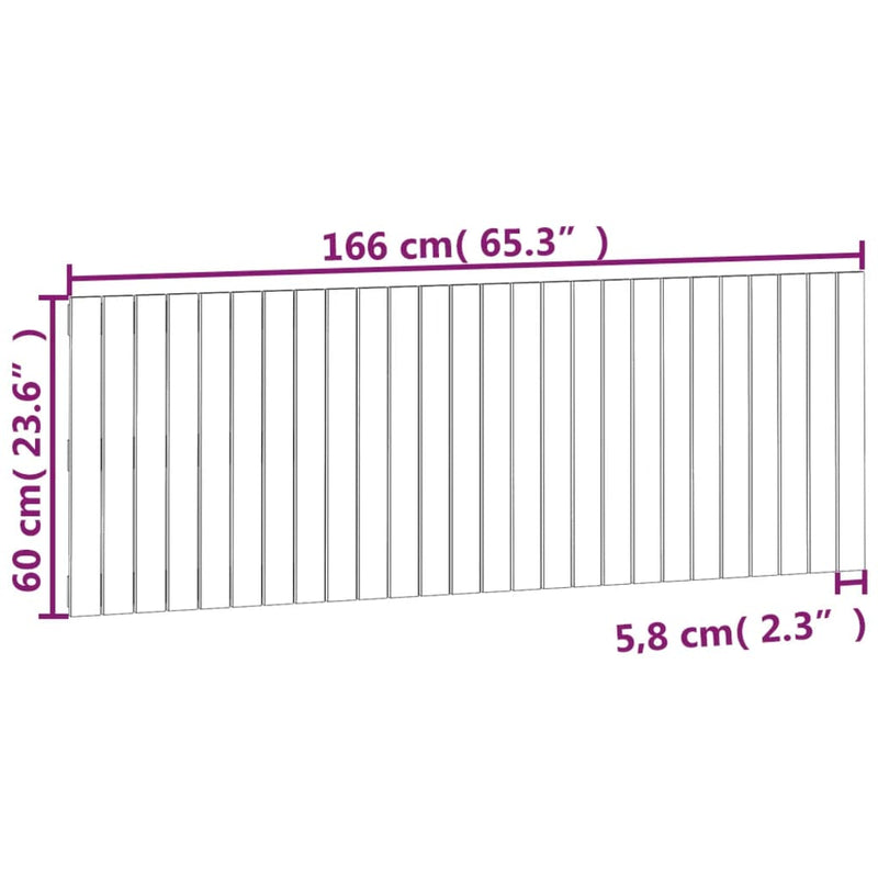 vidaXL szürke tömör fenyőfa fali fejtámla 166 x 3 x 60 cm