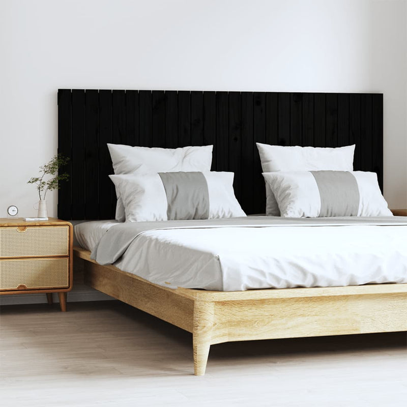 vidaXL fekete tömör fenyőfa fali fejtámla 166 x 3 x 60 cm
