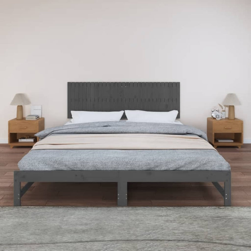 vidaXL szürke tömör fenyőfa fali fejtámla 185 x 3 x 60 cm