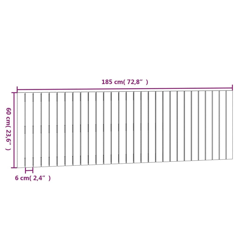 vidaXL mézbarna tömör fenyőfa fali fejtámla 185x3x60 cm