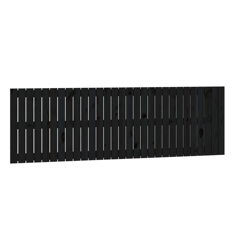 vidaXL fekete tömör fenyőfa fali fejtámla 185x3x60 cm