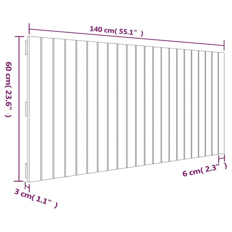 vidaXL szürke tömör fenyőfa fali fejtámla 140x3x60 cm