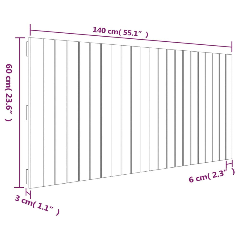 vidaXL mézbarna tömör fenyőfa fali fejtámla 140x3x60 cm