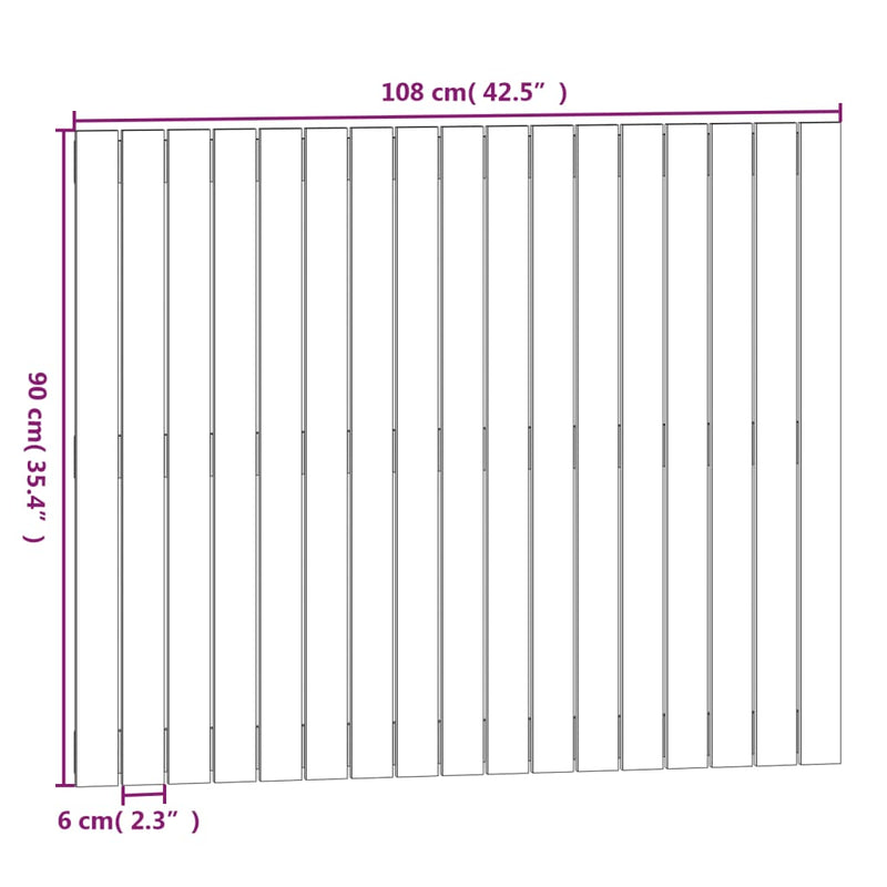 vidaXL szürke tömör fenyőfa fali fejtámla 108x3x90 cm