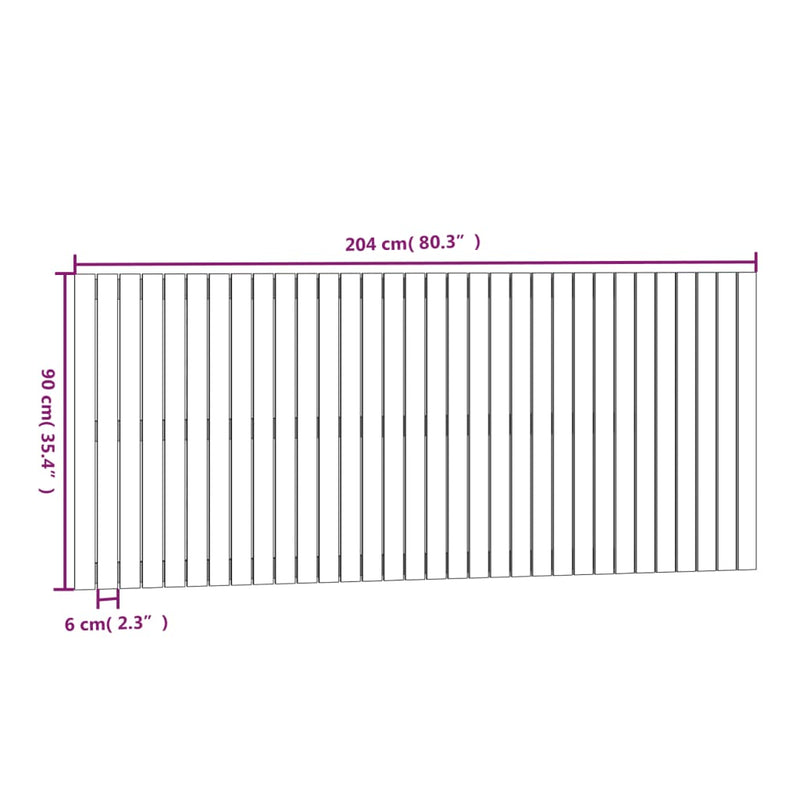 vidaXL fehér tömör fenyőfa fali fejtámla 204 x 3 x 90 cm
