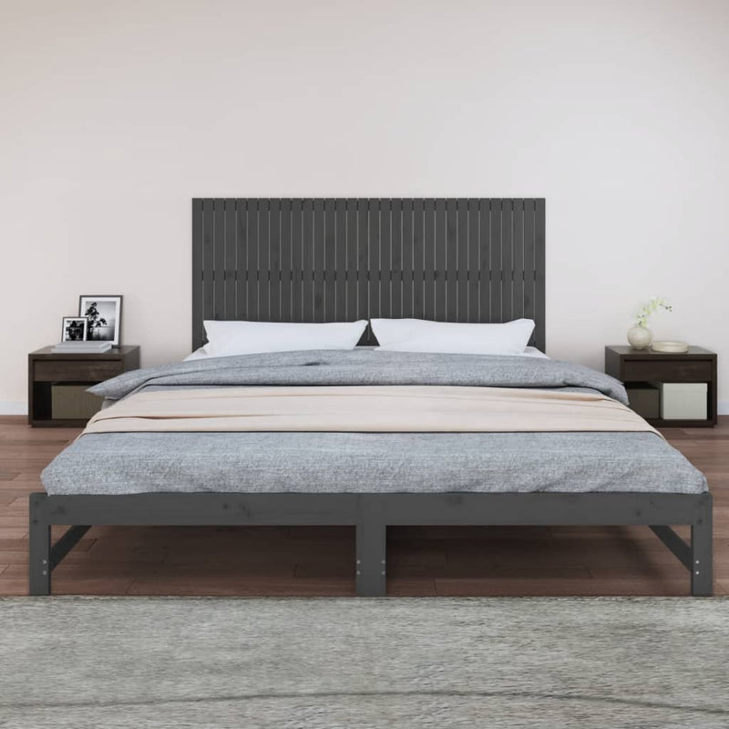 vidaXL szürke tömör fenyőfa fali fejtámla 204 x 3 x 90 cm