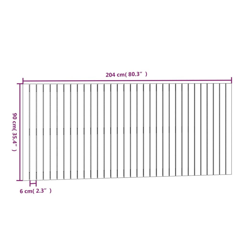 vidaXL szürke tömör fenyőfa fali fejtámla 204 x 3 x 90 cm