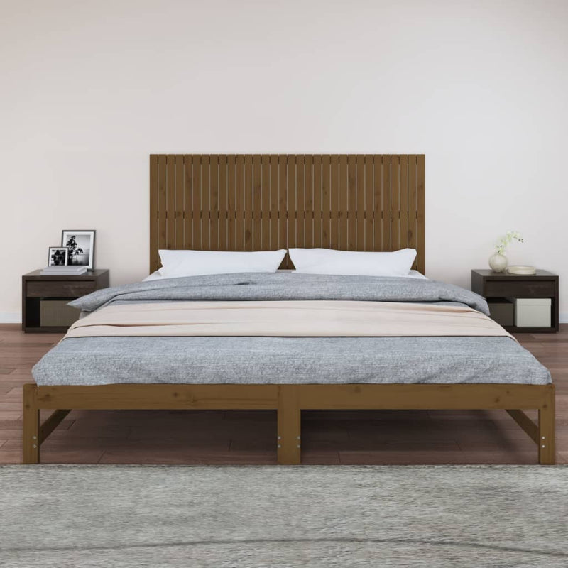 vidaXL mézbarna tömör fenyőfa fali fejtámla 204x3x90 cm