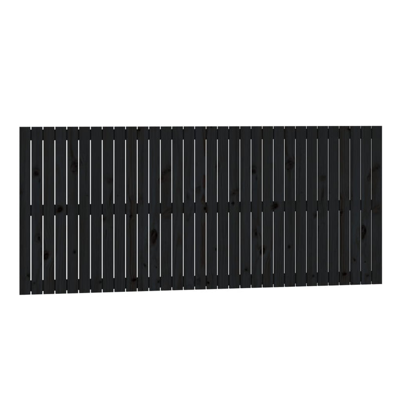 vidaXL fekete tömör fenyőfa fali fejtámla 204x3x90 cm