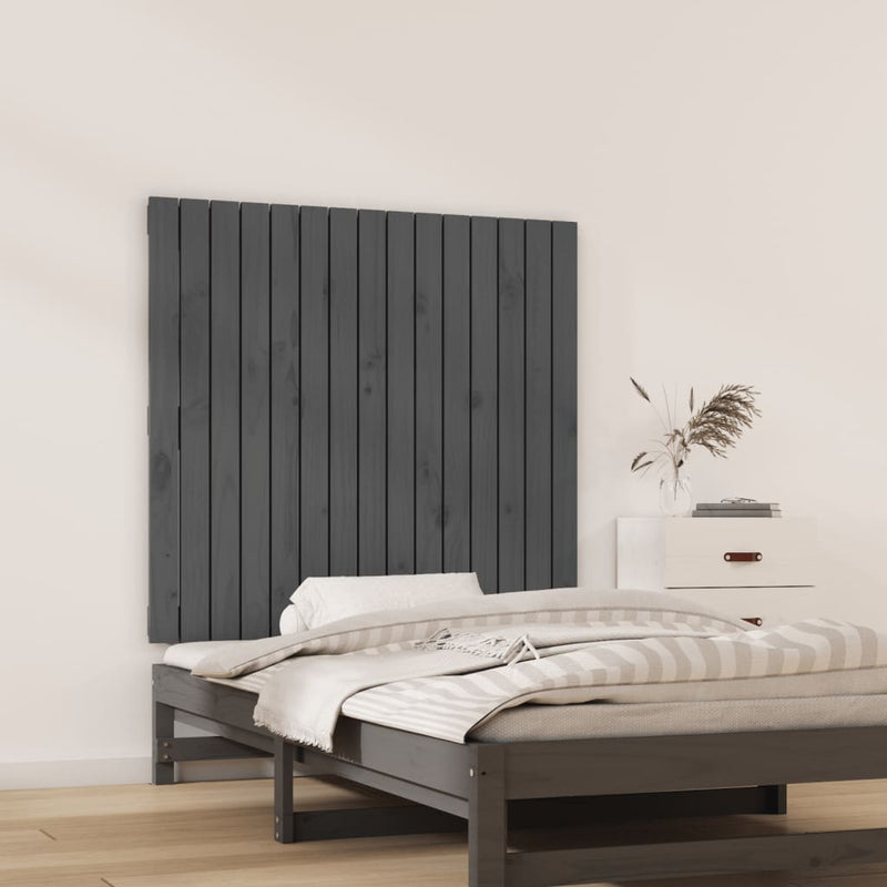 vidaXL szürke tömör fenyőfa fali fejtámla 95,5 x 3 x 90 cm