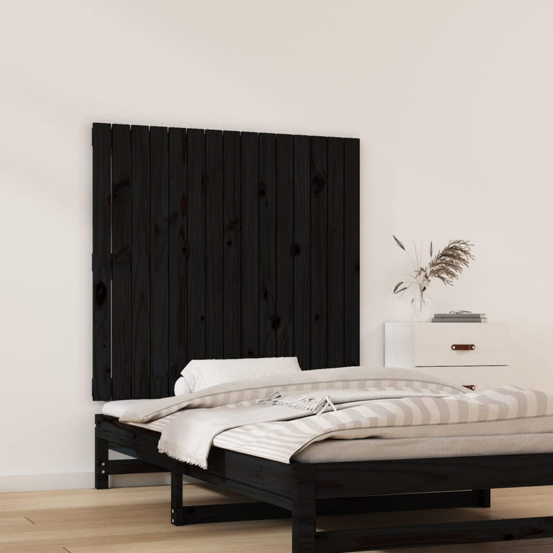 vidaXL fekete tömör fenyőfa fali fejtámla 95,5 x 3 x 90 cm