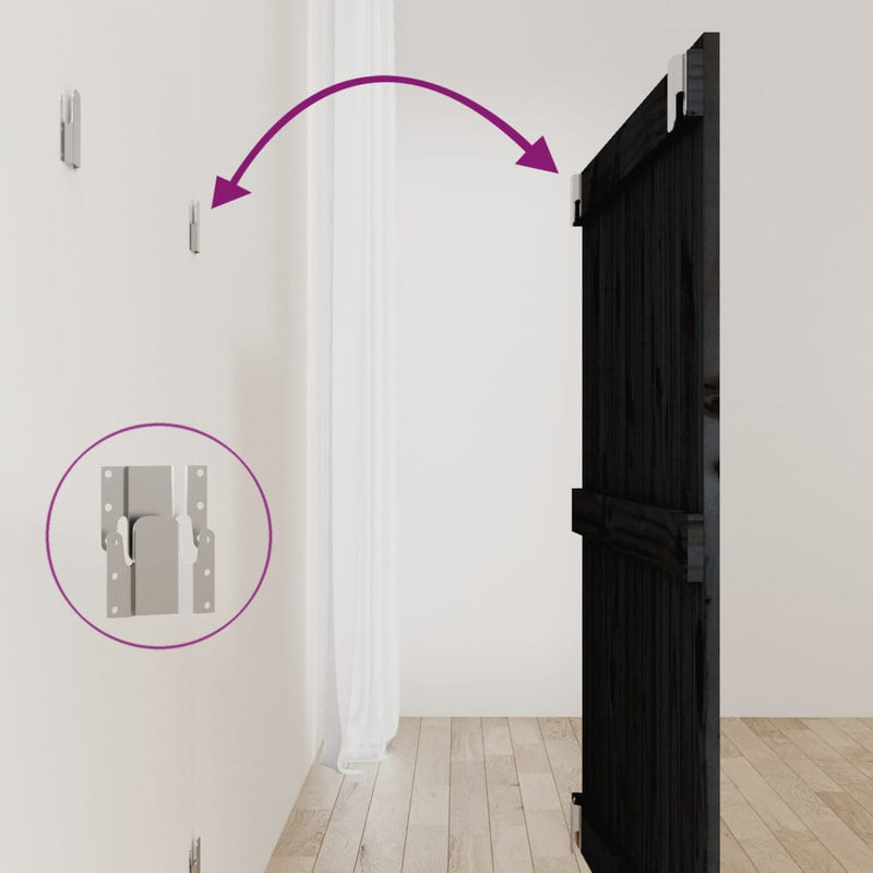 vidaXL fekete tömör fenyőfa fali fejtámla 95,5 x 3 x 90 cm