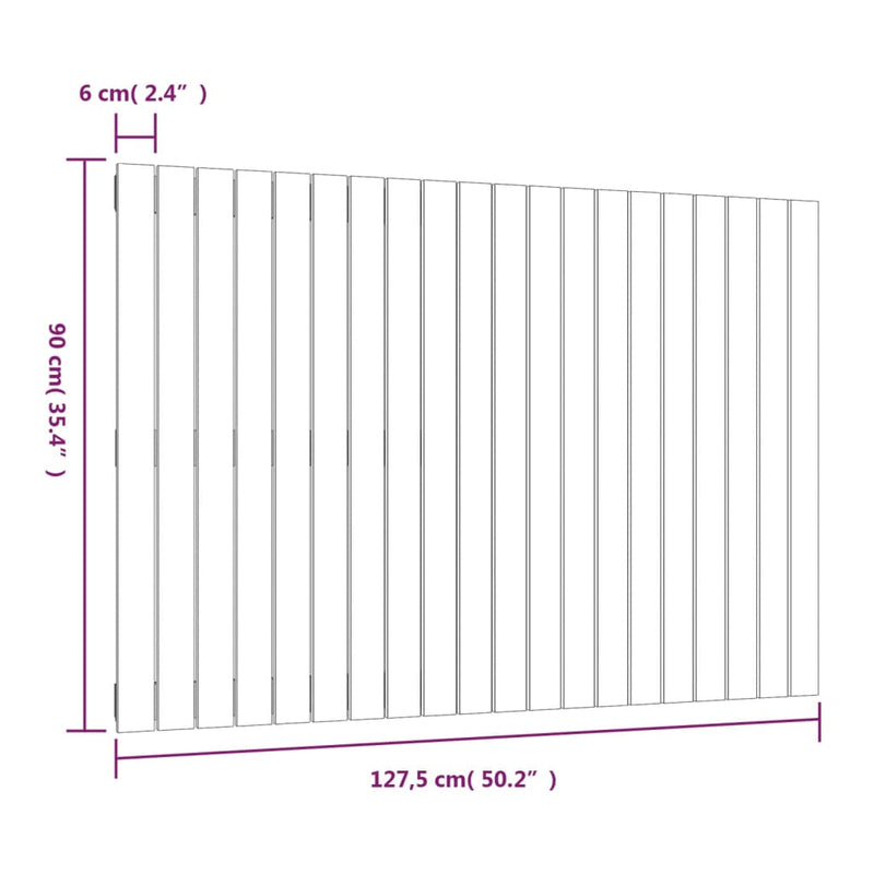 vidaXL fehér tömör fenyőfa fali fejtámla 127,5 x 3 x 90 cm