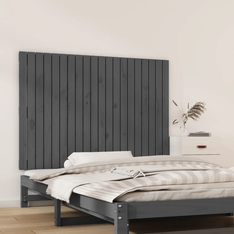 vidaXL szürke tömör fenyőfa fali fejtámla 127,5 x 3 x 90 cm