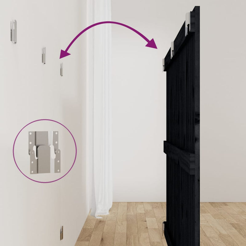 vidaXL fekete tömör fenyőfa fali fejtámla 127,5 x 3 x 90 cm